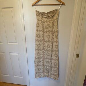 Paper Heart Strapless Linen Blend maxi Dress NWT XS Sun 90s Celestial Beige